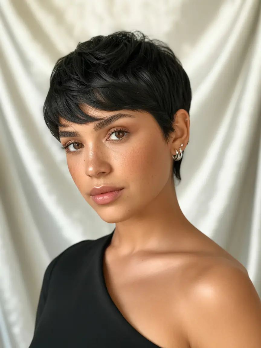 haircuts - September Textured Jet Black Pixie
