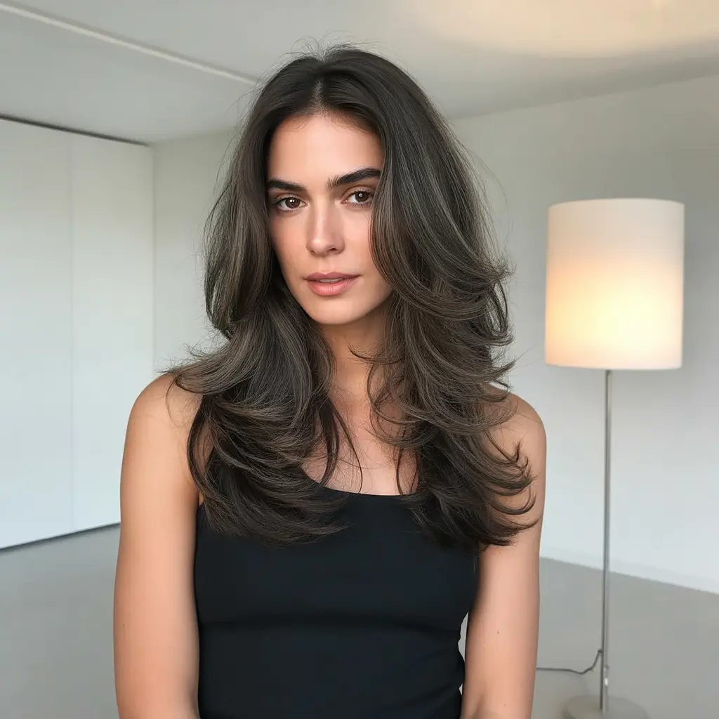 haircuts - September 2025 Layered Espresso Blowout with Natural Body