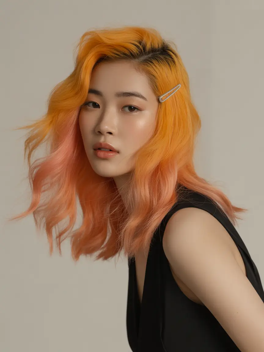 haircuts - September Peach Fuzz Pop with Root Depth