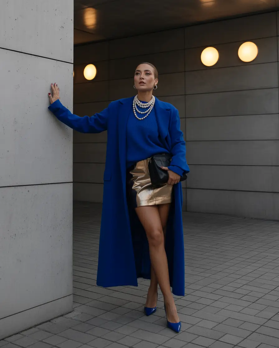 fall style for women Midnight Metallic With a Bold Blue Mood