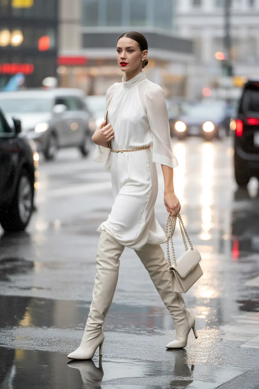 fall-style-for-women-Monochrome-Cream-in-the-Rain