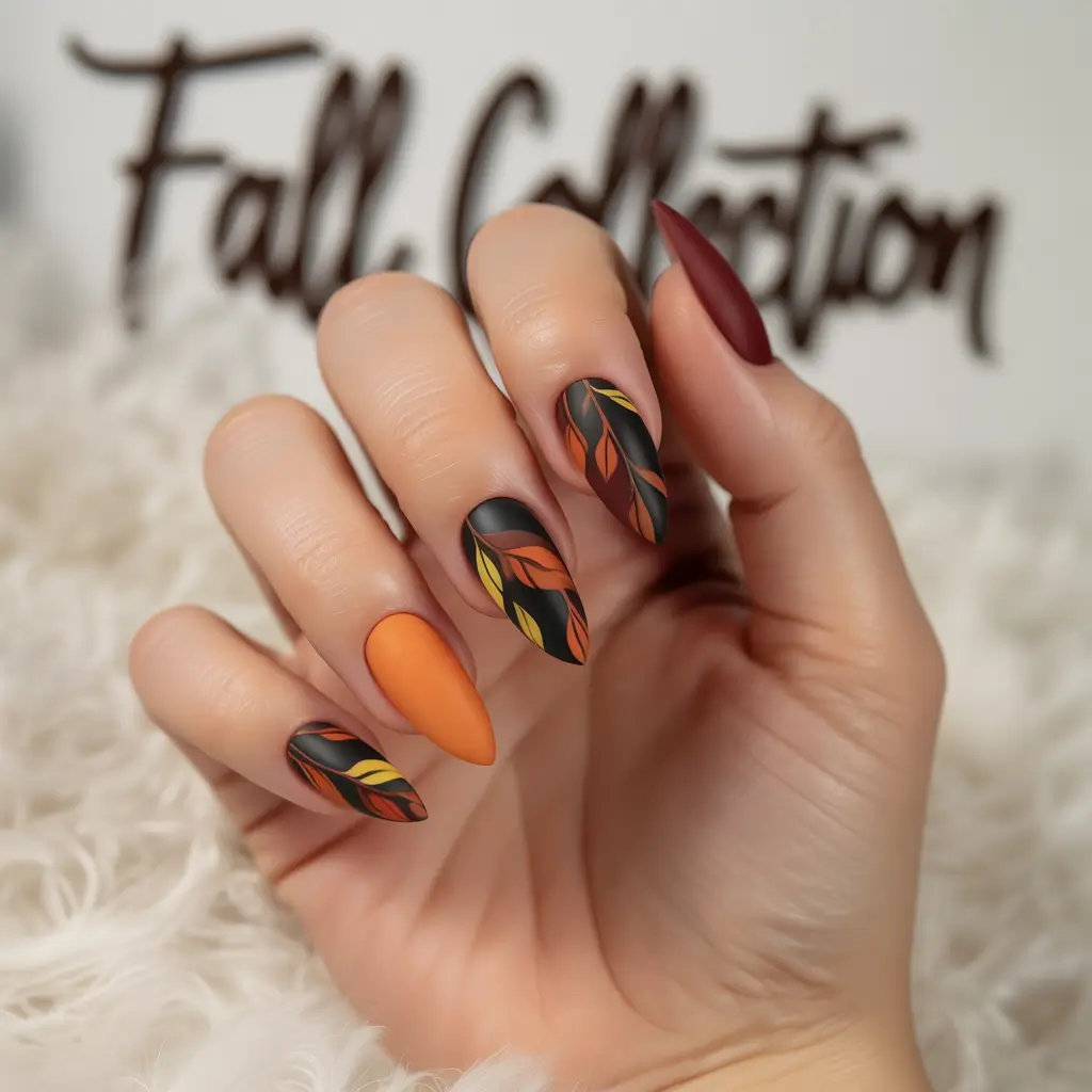 Playful and Adorable Fall Nails 2025 Autumn Forest Drama in Matte