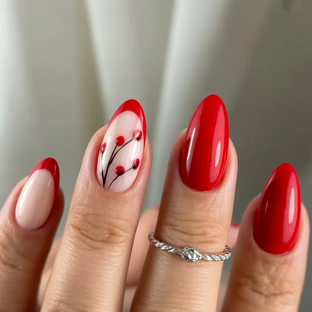 Playful and Adorable Fall Nails 2025 Candy Apple Red Meets Fall Berries