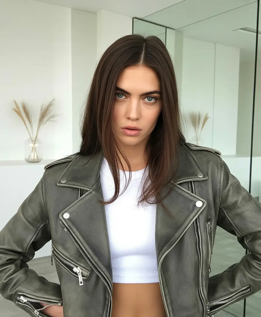 autumn fall hair colors Cold Glossy Brown with a Power Part