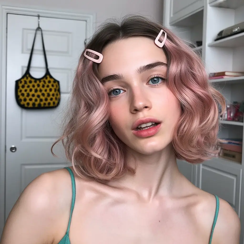 autumn fall hair colors Muted Rosewave Bob