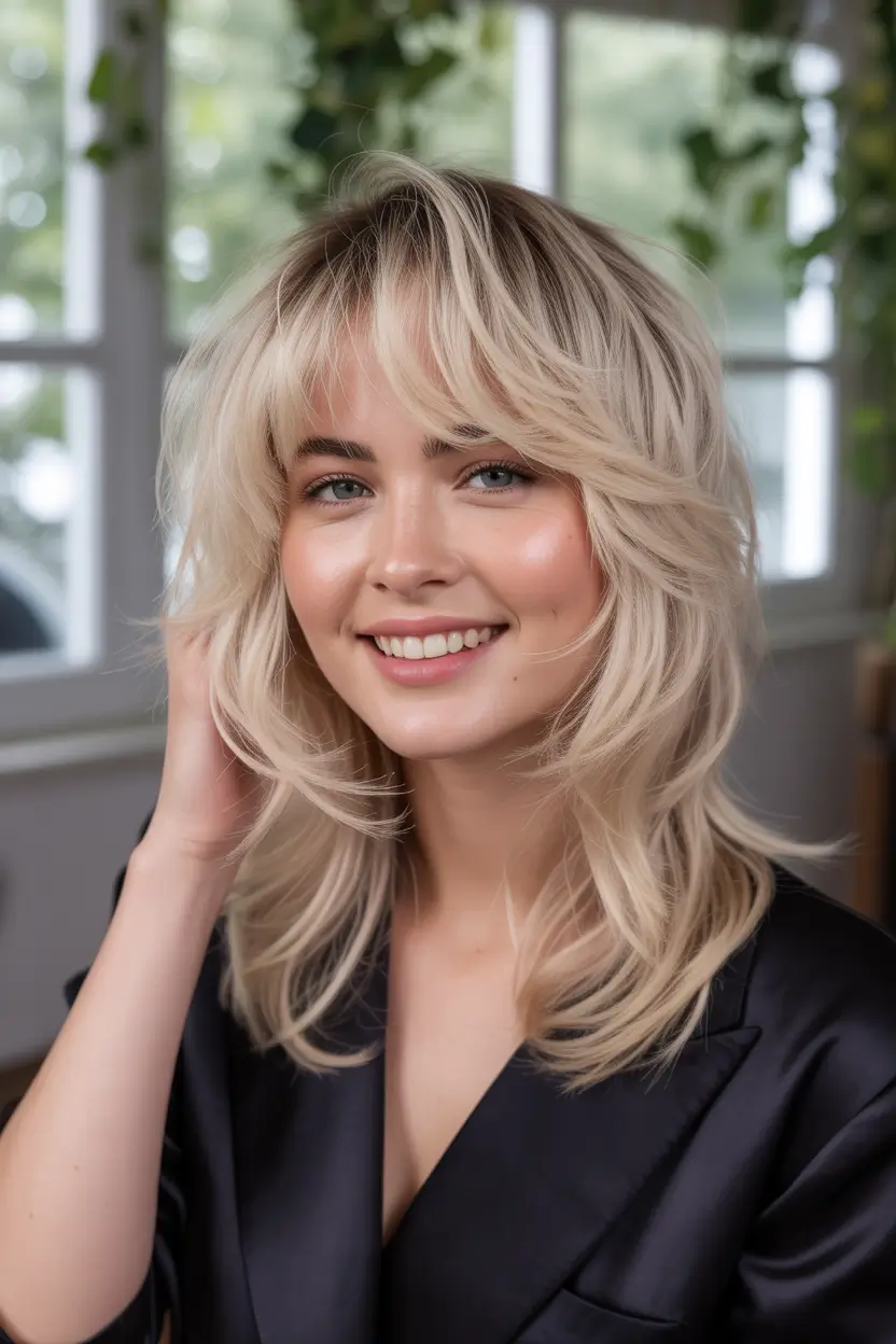autumn fall hair colors Effortless Layers with Milky Blonde Dimension