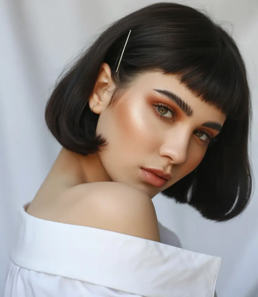 autumn fall hair colors The Blunt Bob with Micro Bangs: French, But Fierce