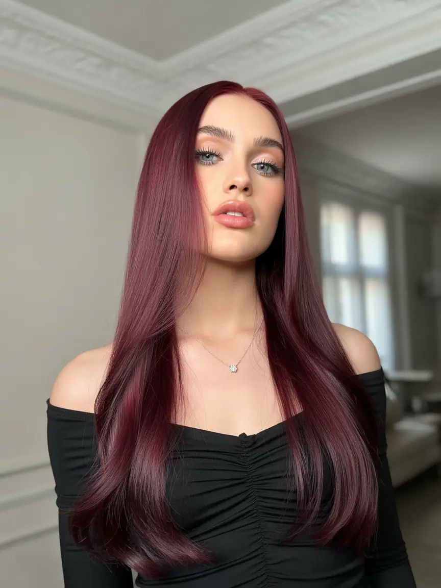 autumn fall hair colors Silky Mahogany Layers