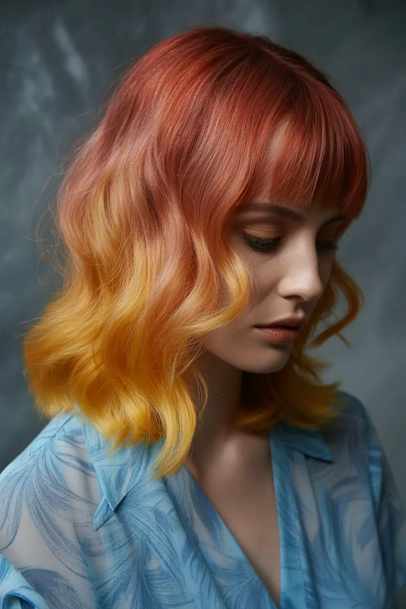 September hair color Sunset Fade with Dreamy Waves