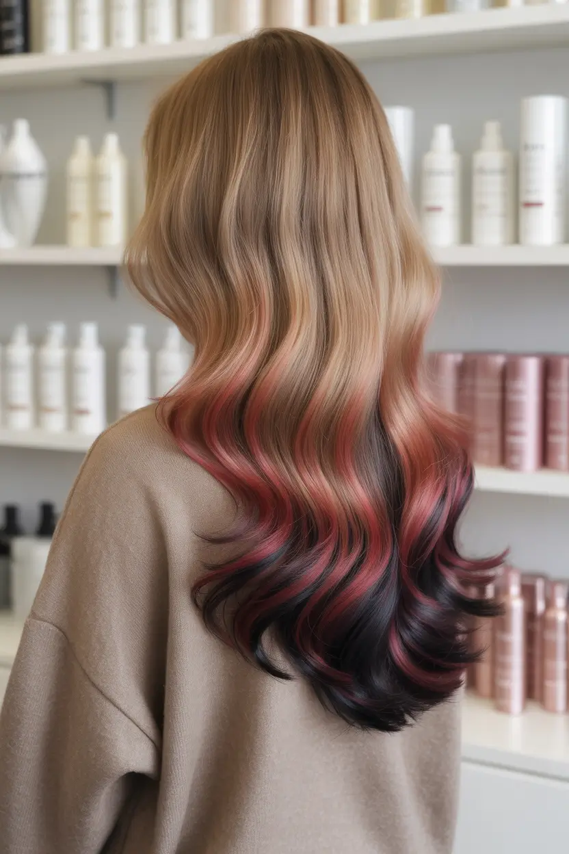 September hair color Shadow Dip-Dye in Black Cherry Fade