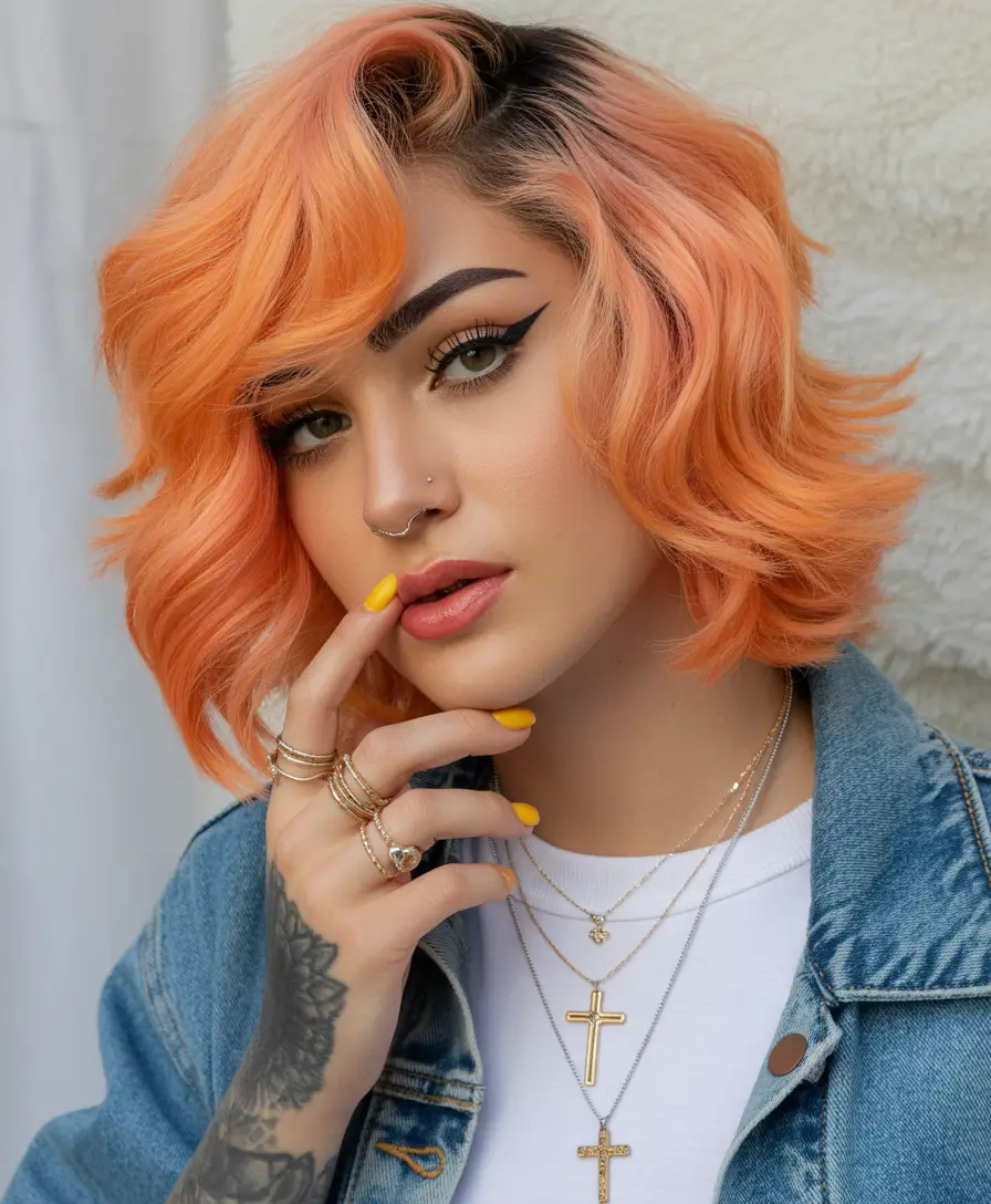 September hair color Peach Cream Vintage Curls