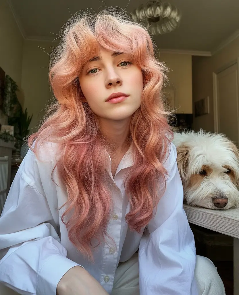 September hair color+Soft Blush Waves With Vintage Fringe