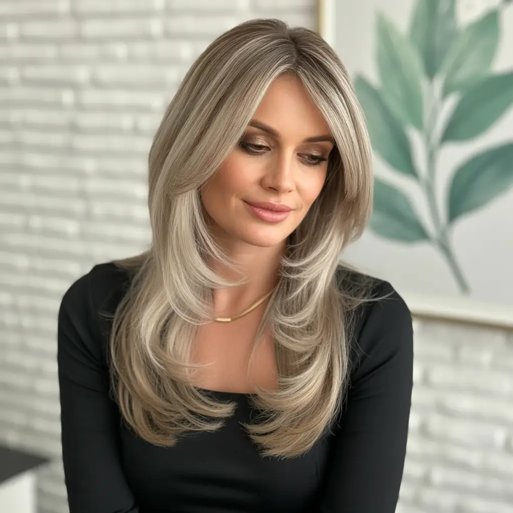 September hair color Layered Luxe with Icy Undertones