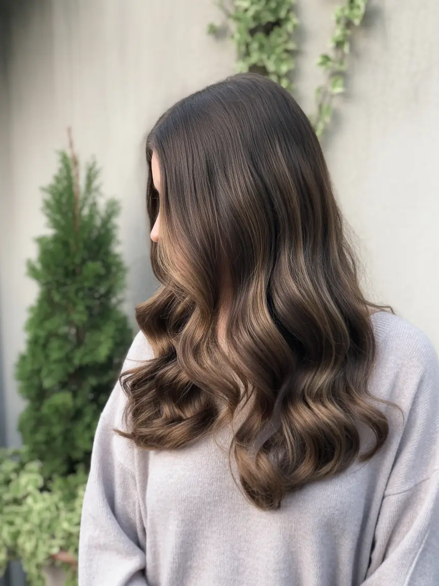 September hair color+Mocha Melt Waves With Soft Light Ends