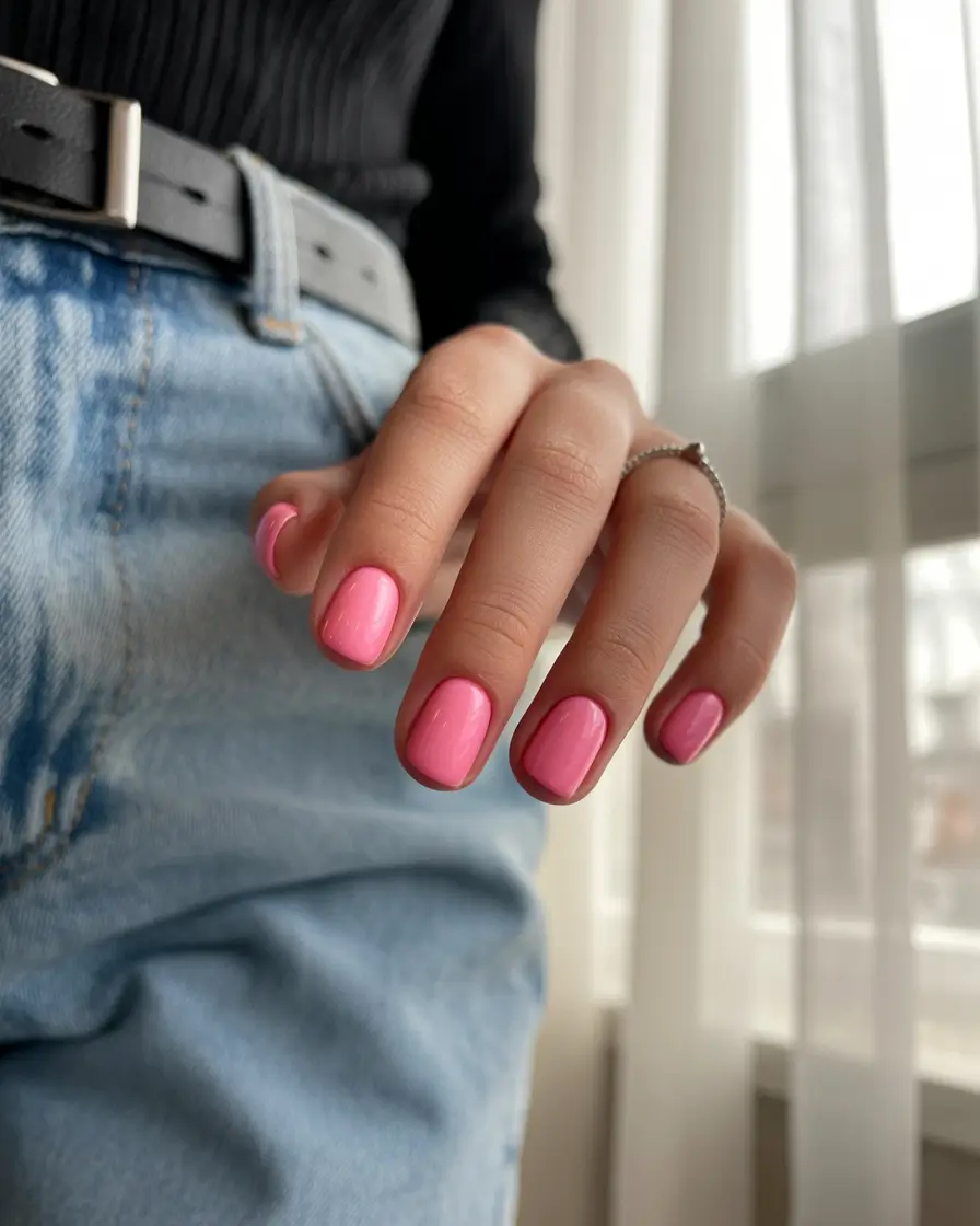 september-nails-color-ideas-2025+Candy-Pink-Simplicity-When-You-Just-Want-to-Feel-Cute