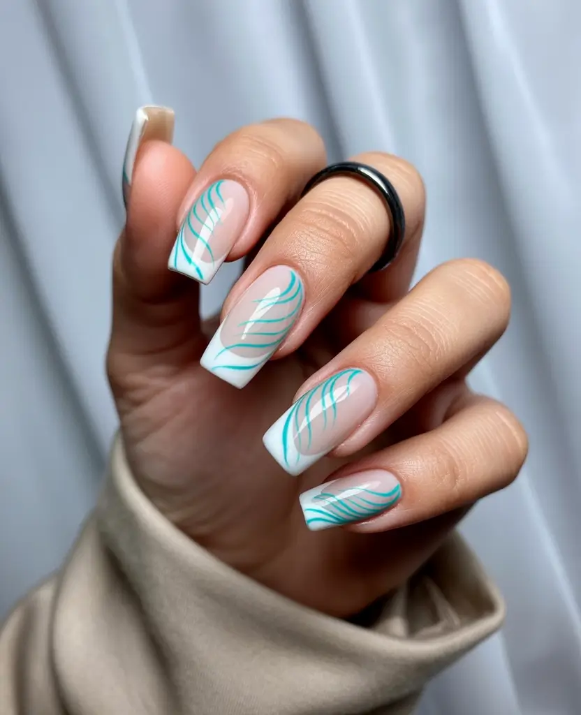 september-nails-color-ideas-2025+Ocean-Breeze-Swirls-on-French-Tips