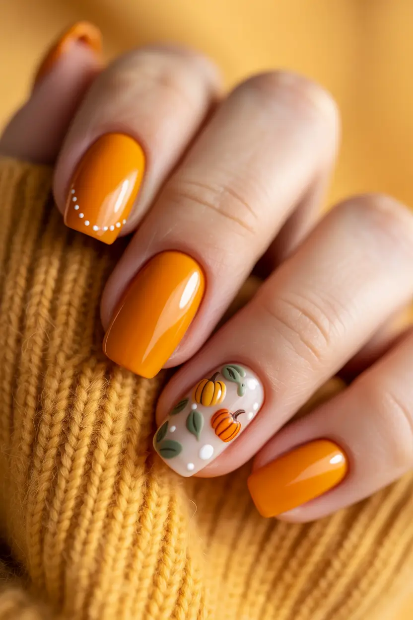 september-nails-color-ideas-2025+Pumpkin-Patch-Pop-Art