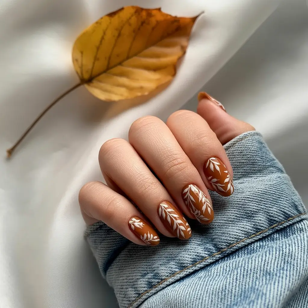 September nails color ideas 2025+Matte Mocha with Creamy Botanicals