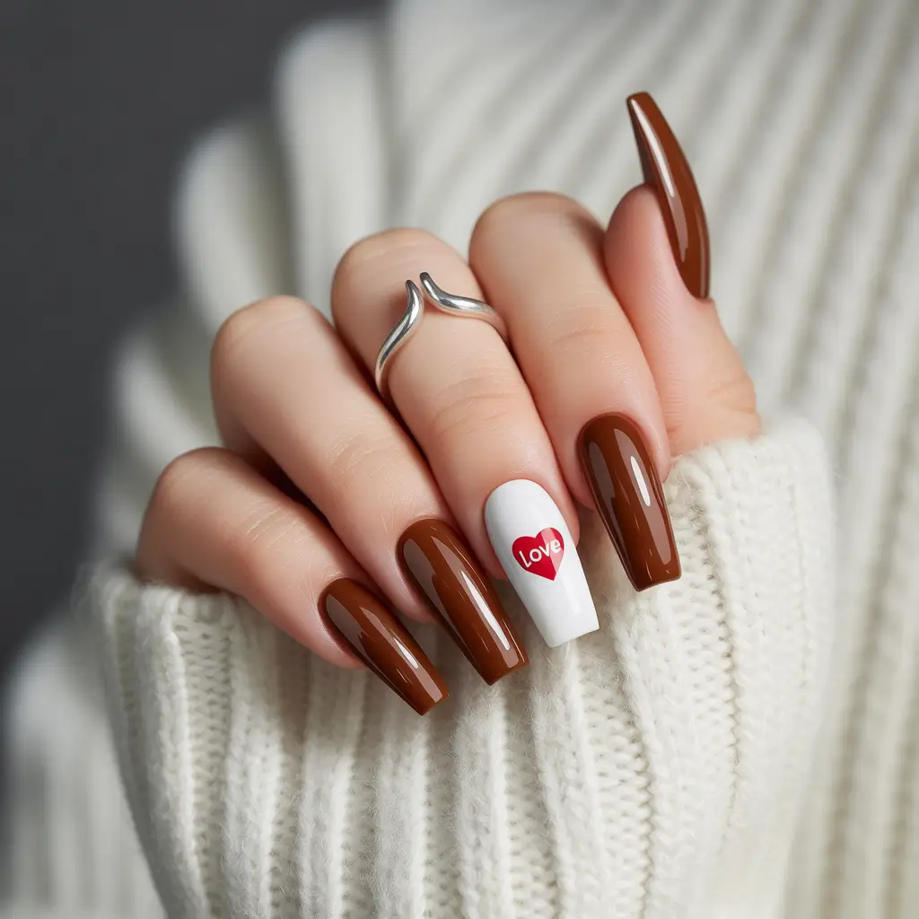 September nails color ideas 2025+Espresso Chrome and a Love Note