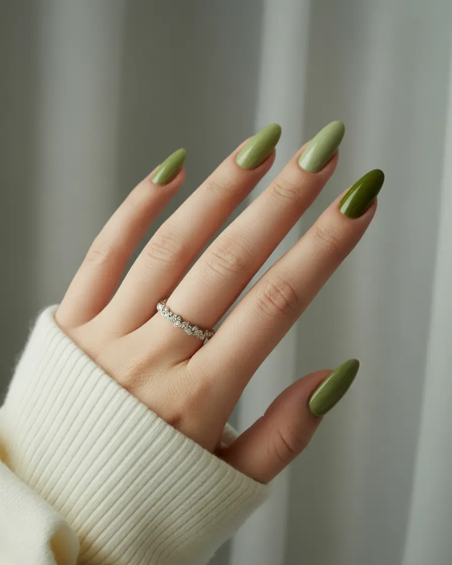 september-nails-design-fall-trends-for-2025 Olive Gradients for Clean Girl Autumn