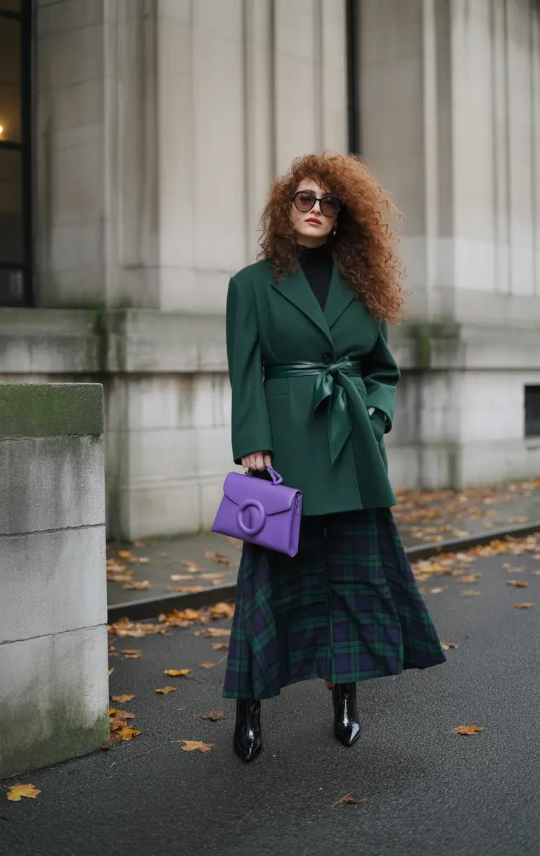 September outfits Plaid and Emerald: Regal Meets Rebellious