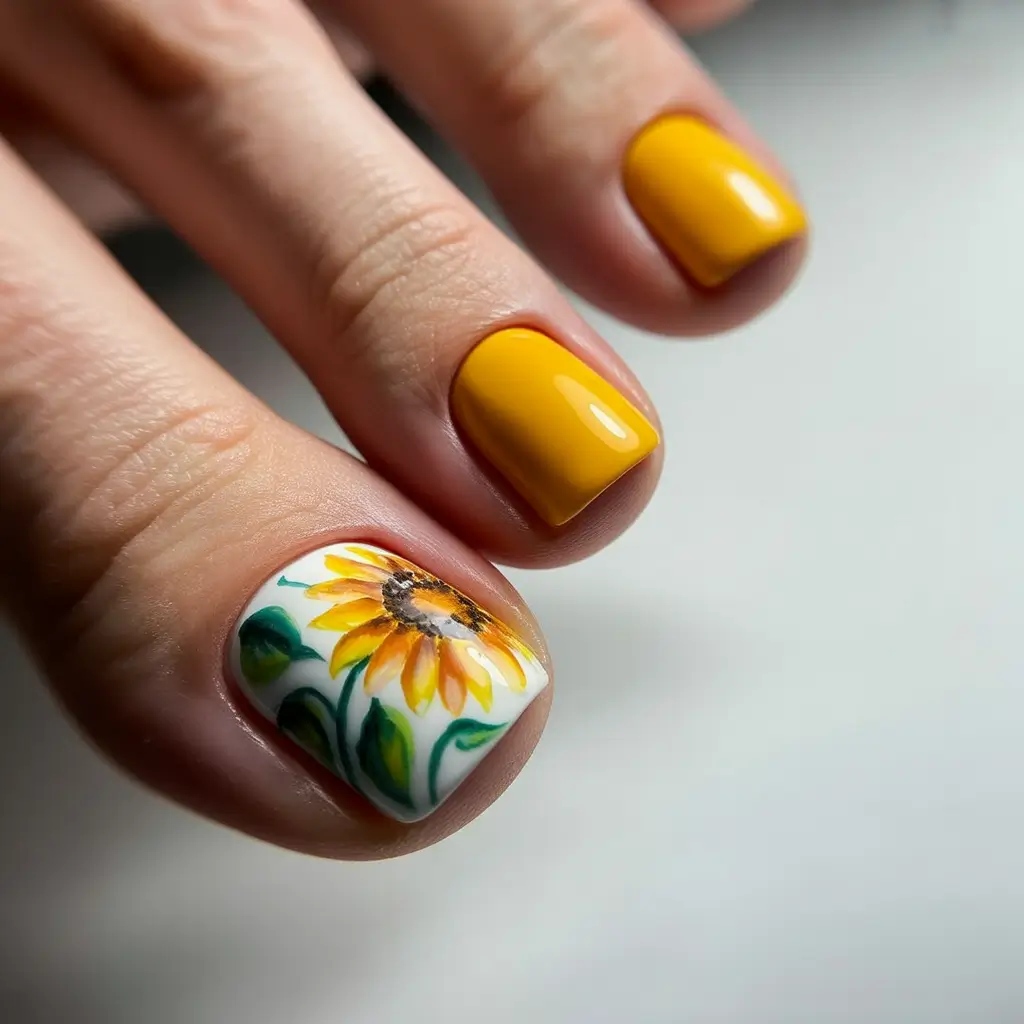 September toe nails ideas 2025 Sunflower Goodbye