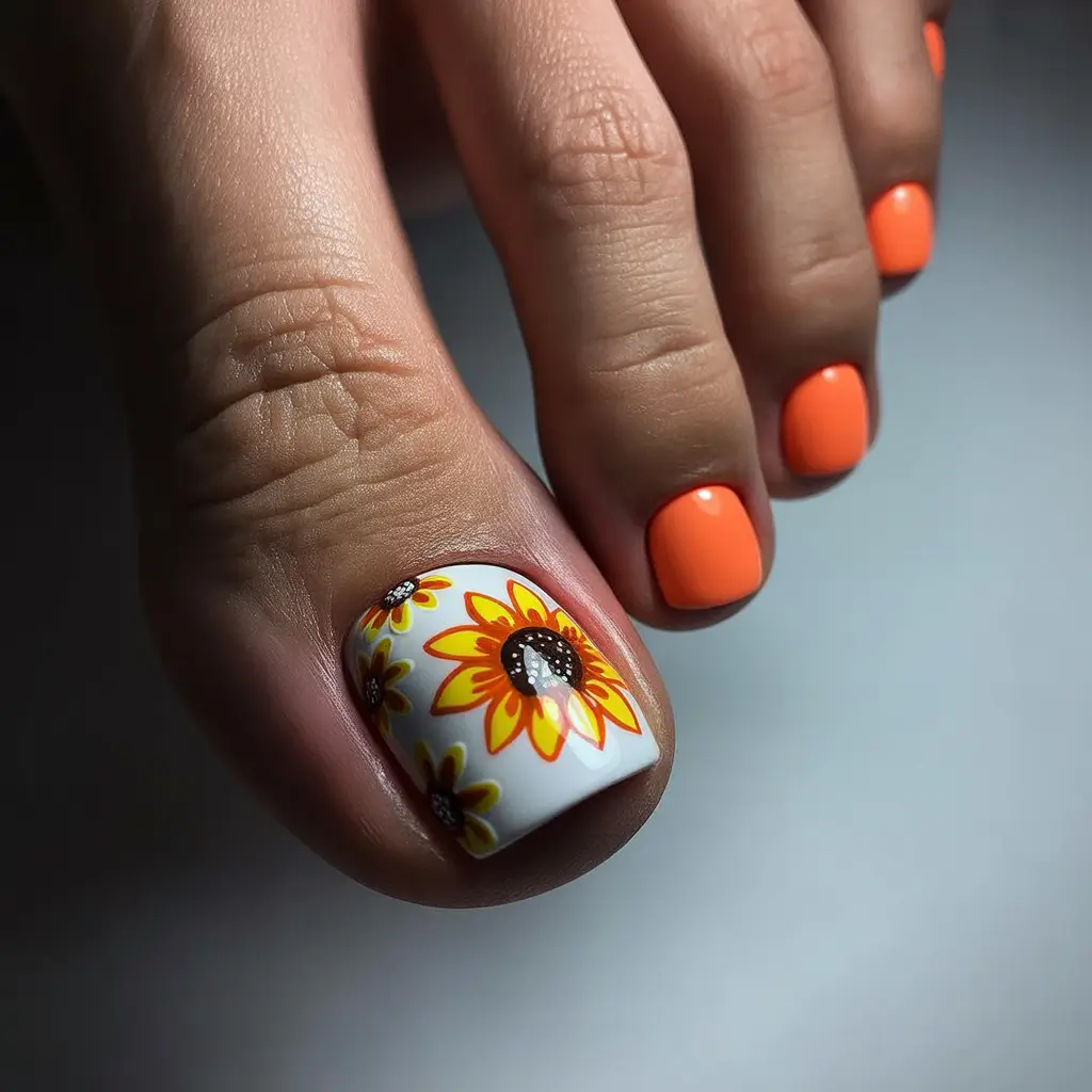September toe nails ideas 2025+Sunflower Season Energy