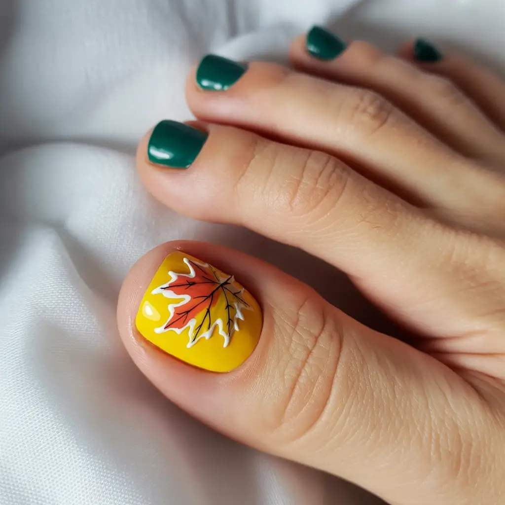 September toe nails ideas 2025 Golden Leaf Mood