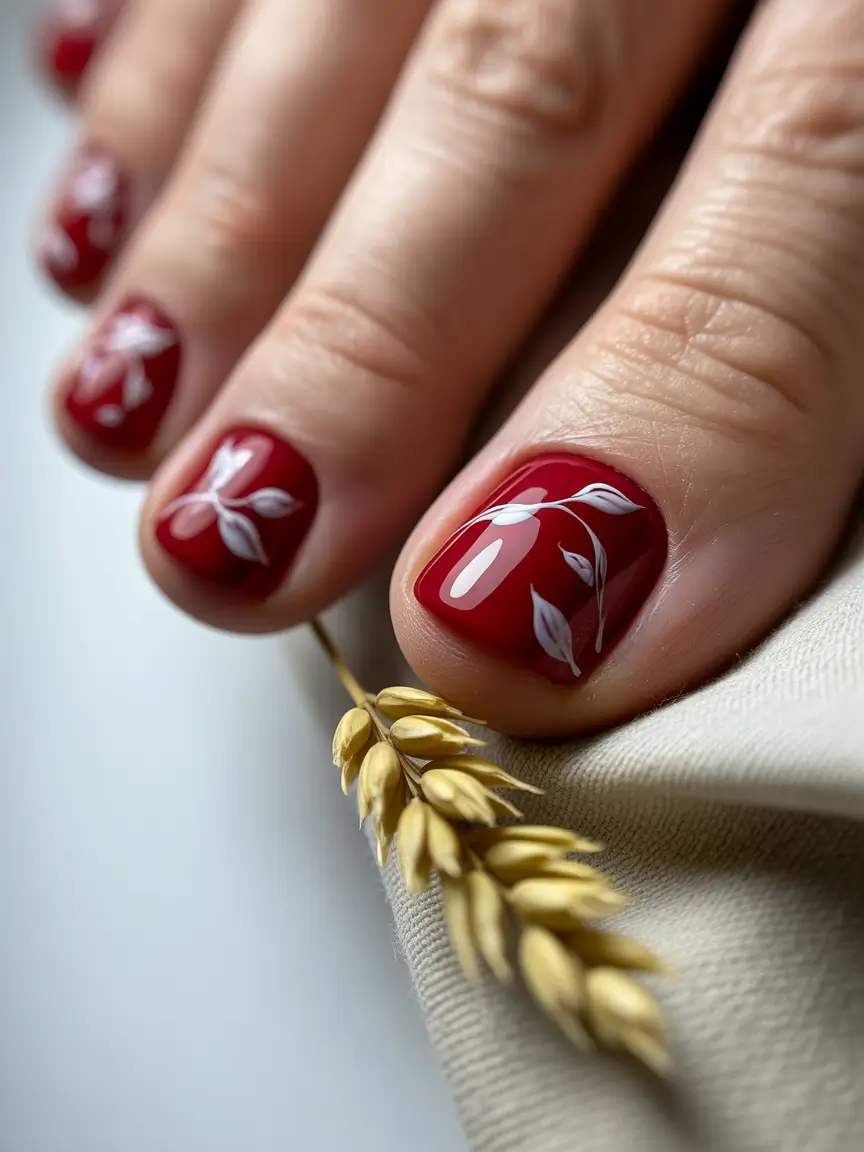 September toe nails ideas 2025+Crimson Petal Whisper