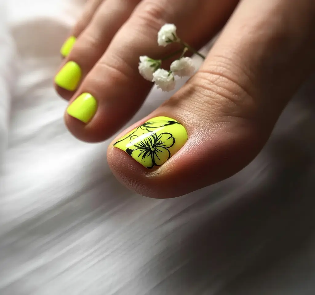 September toe nails ideas 2025+Neon Bloom for the Bold