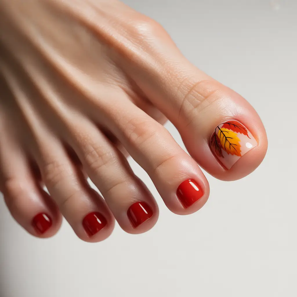 September toe nails ideas 2025 Crimson Leaves & Wine