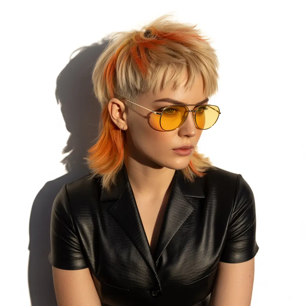 Fall round face haircut Neon-Tipped Layered Wolf Mullet