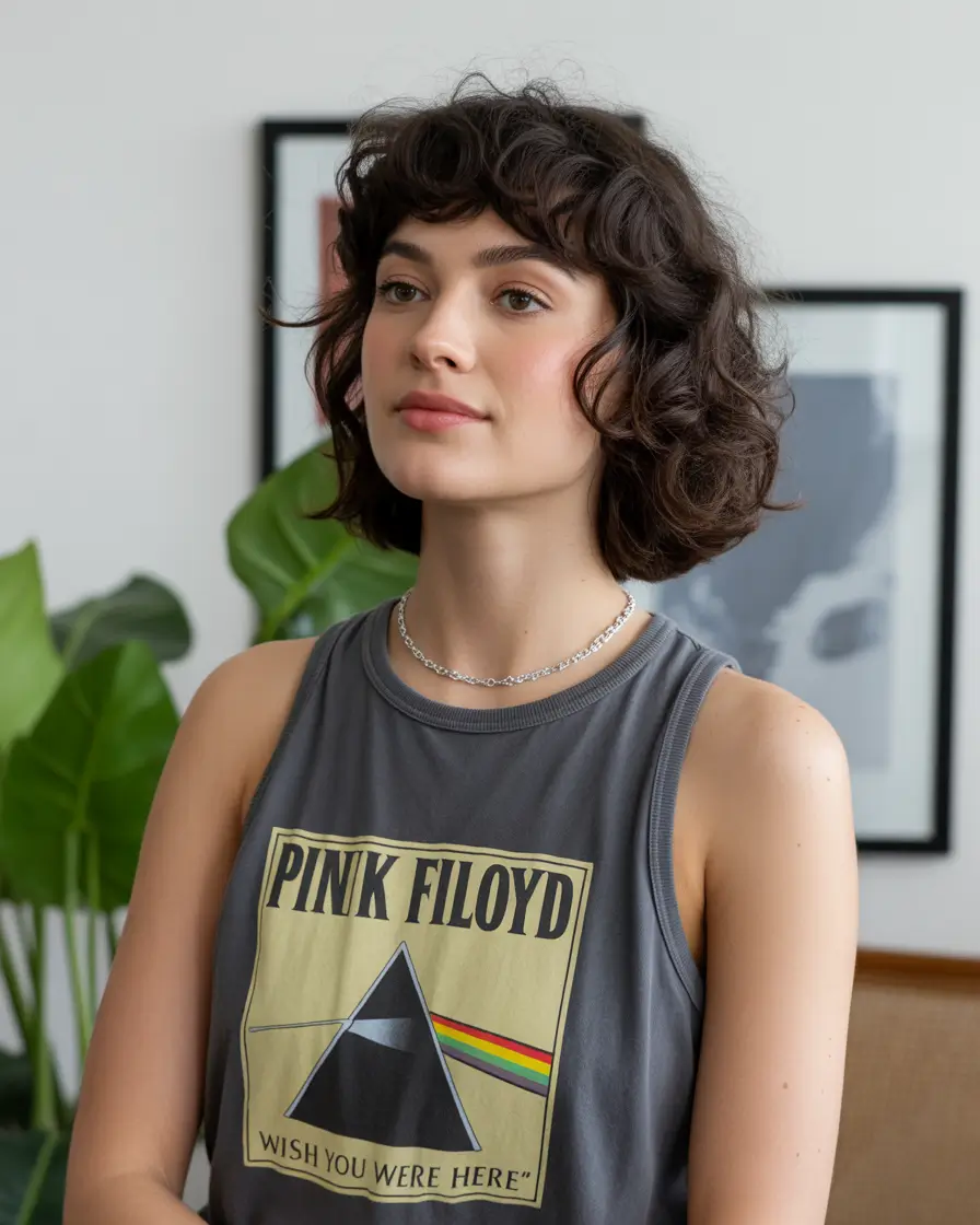 Fall round face haircut Classic Wavy Crop with Bounce