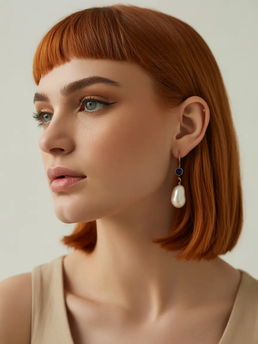 Fall round face haircut Sleek Precision Bob with Blunt Micro Fringe