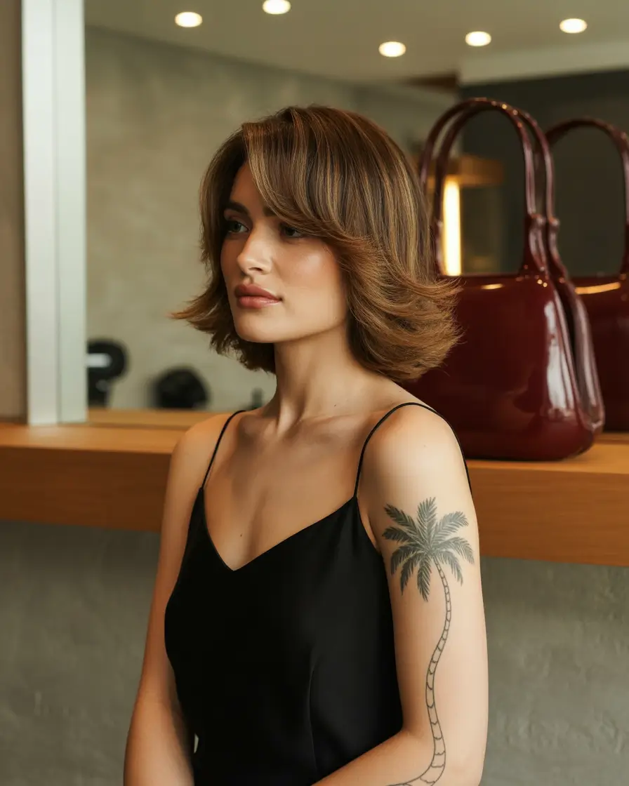 Fall round face haircut+Feathered Bob with Movement