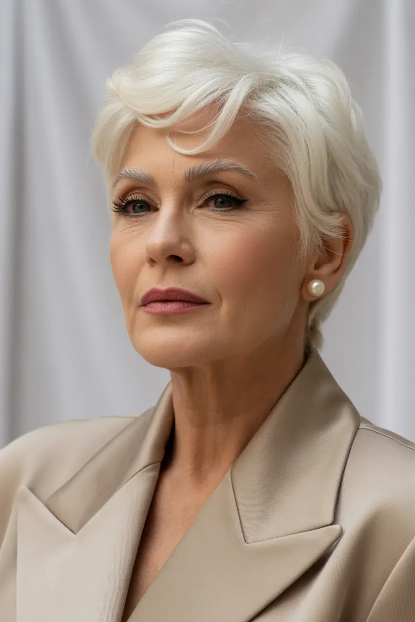 Fall round face haircut+Elegant Cropped Pixie with Volume