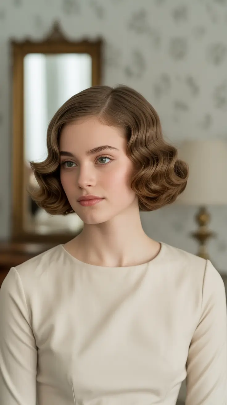 Fall short haircut Glossy Retro Bob with Finger Waves