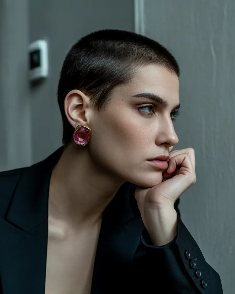 Fall short haircut Buzzed Brunette for Bold Simplicity