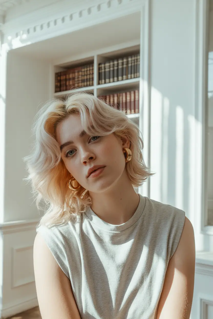 Fall short haircut+Soft Blonde Butterfly Bob