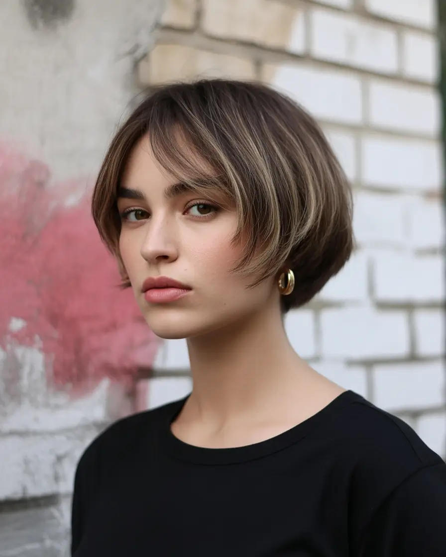 Fall short haircut+Layered Tapered Bob with Smoky Dimensional Color