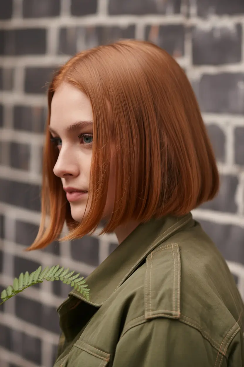 Fall short haircut Silky Straight Blunt Bob in Spiced Cinnamon