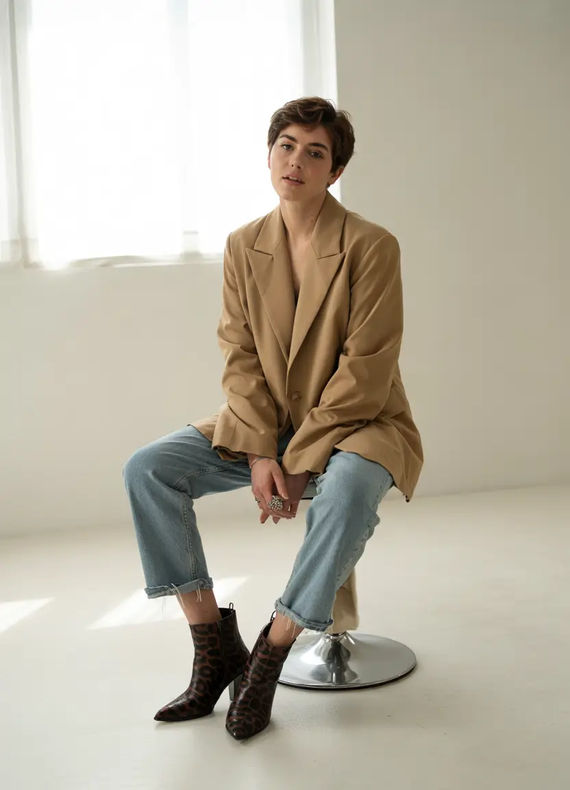 simple casual fall outfits Power Simplicity: Oversized Blazer and Denim Days