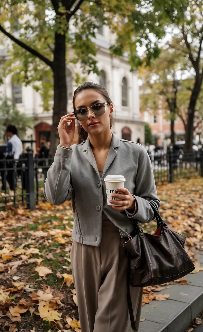 simple casual fall outfits Autumn Neutral: Downtown Girl with Uptown Grace