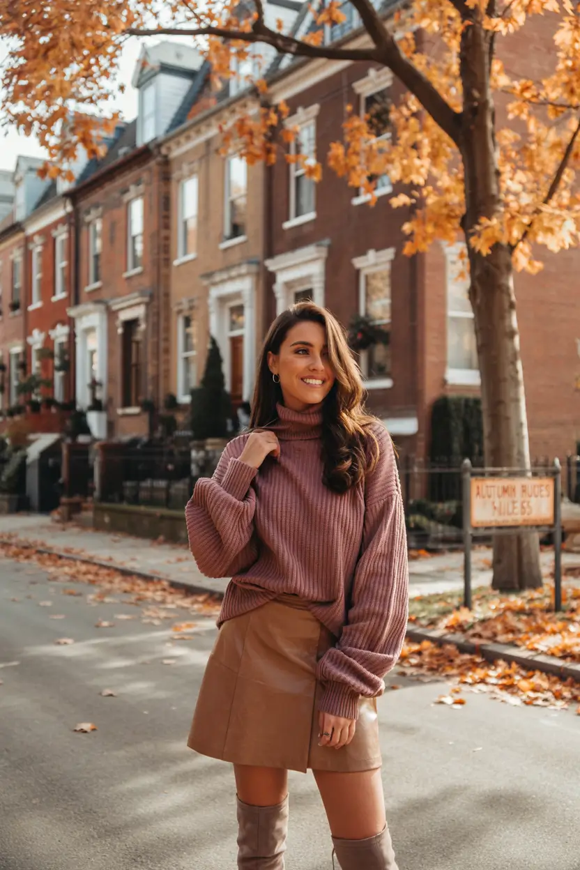 simple casual fall outfits Chic Layers: Sweater Weather With a Skirt Twist
