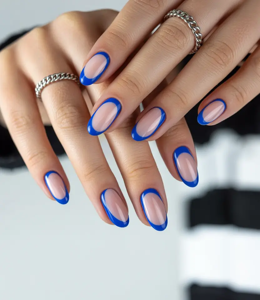 simple fall nails Cobalt Crescent Edge