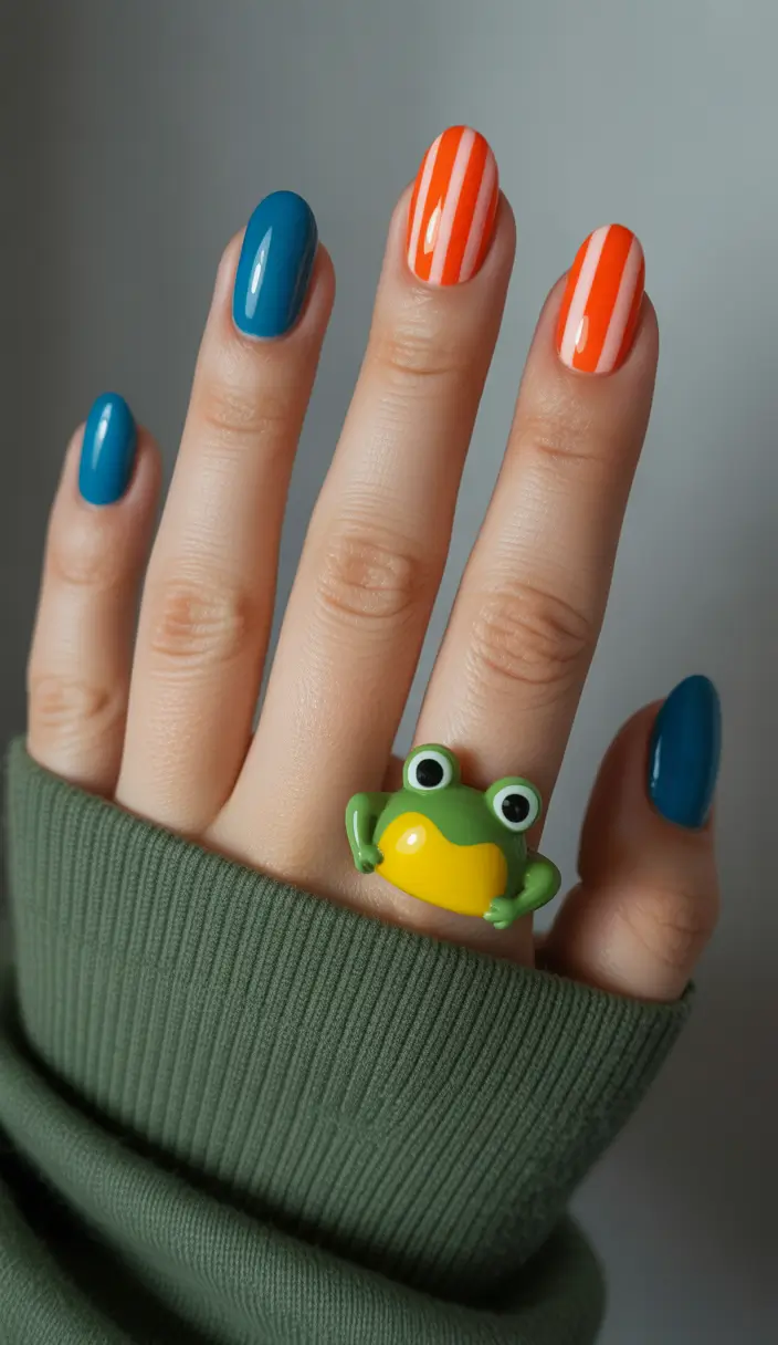 simple fall nails Color Pop & Candy Stripes