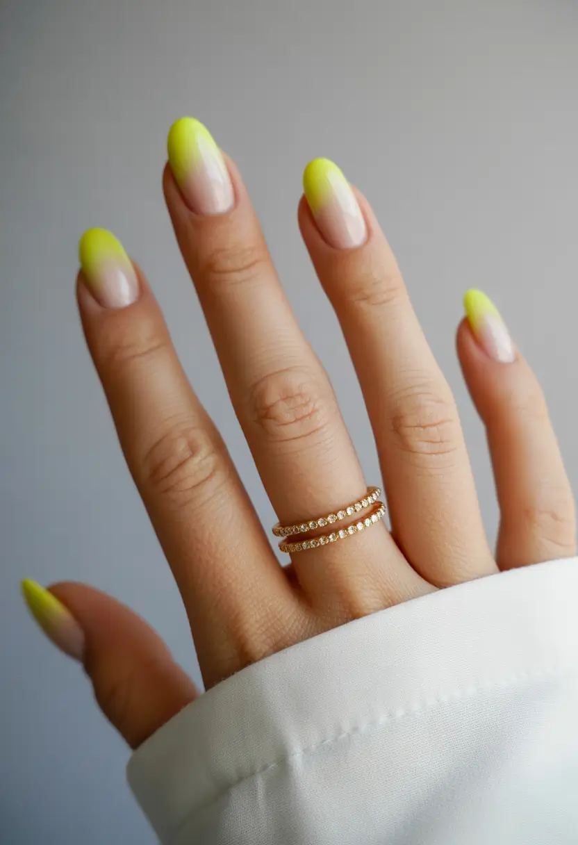 simple fall nails Lime Fade on Soft Almond