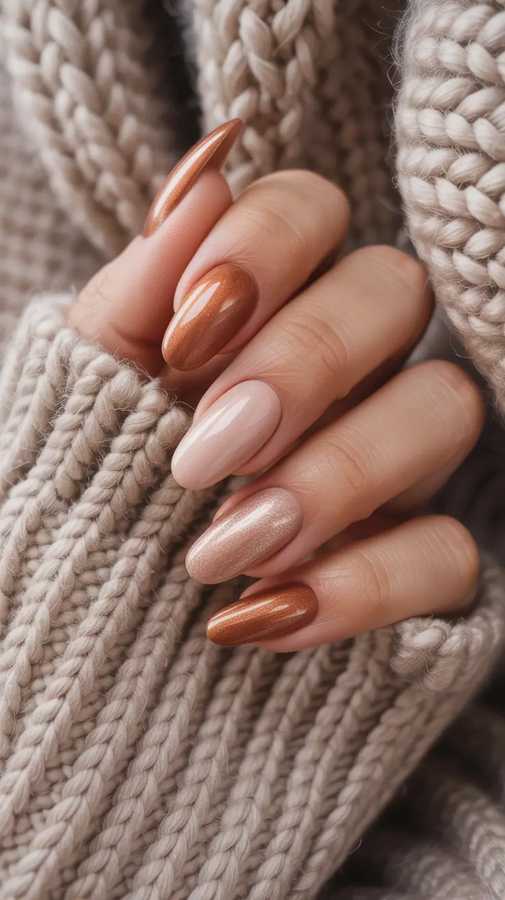 simple fall nails Molten Bronze Gradient