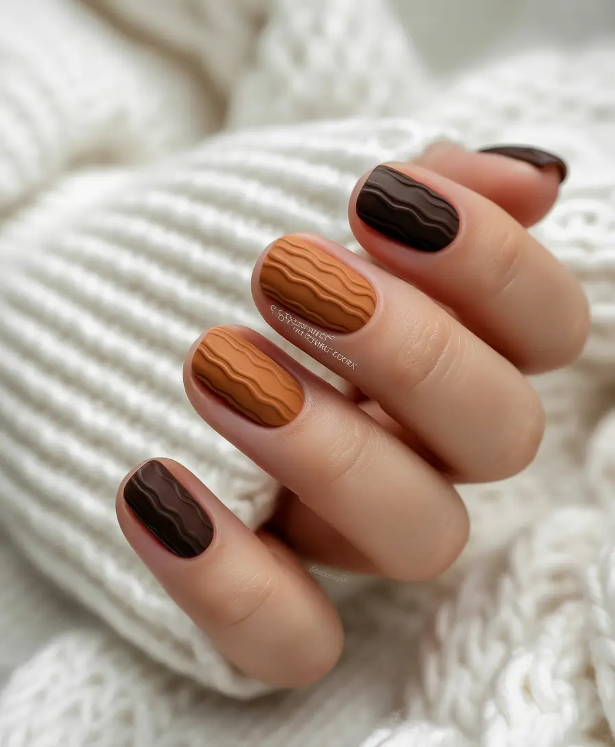 fall-gel-nails-Matte Cable Knit Neutrals