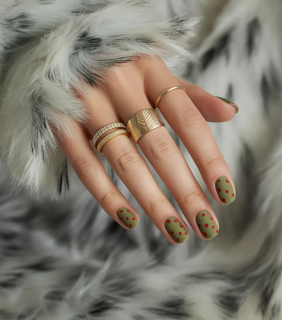 fall-gel-nails-Olive Dots with a Twist